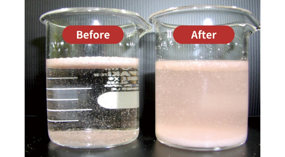 Suspension of granules in water Before/After Improvement